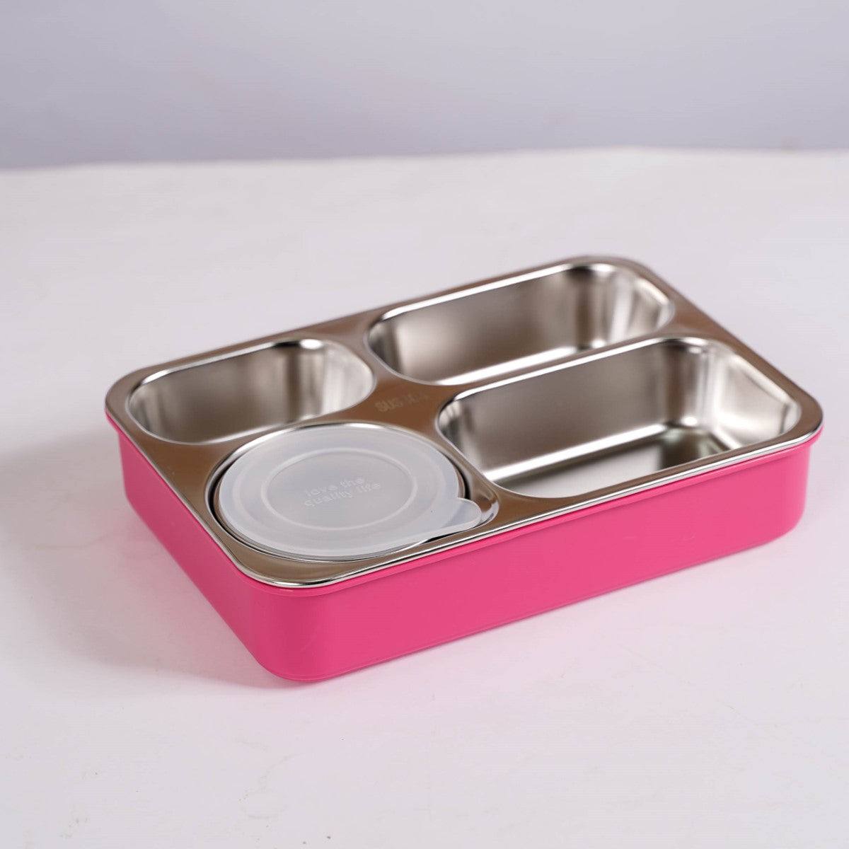 Bento Pink 4 Grid Stainless Steel Lunch Box For Office 950ml