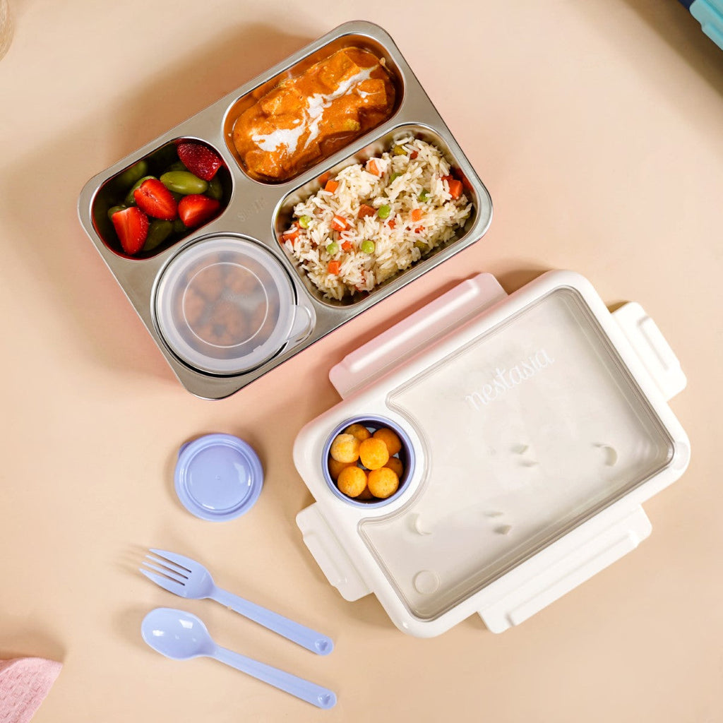 Bento Pink 4 Grid Stainless Steel Lunch Box For Office 950ml