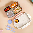 Bento Pink 4 Grid Stainless Steel Lunch Box For Office 950ml