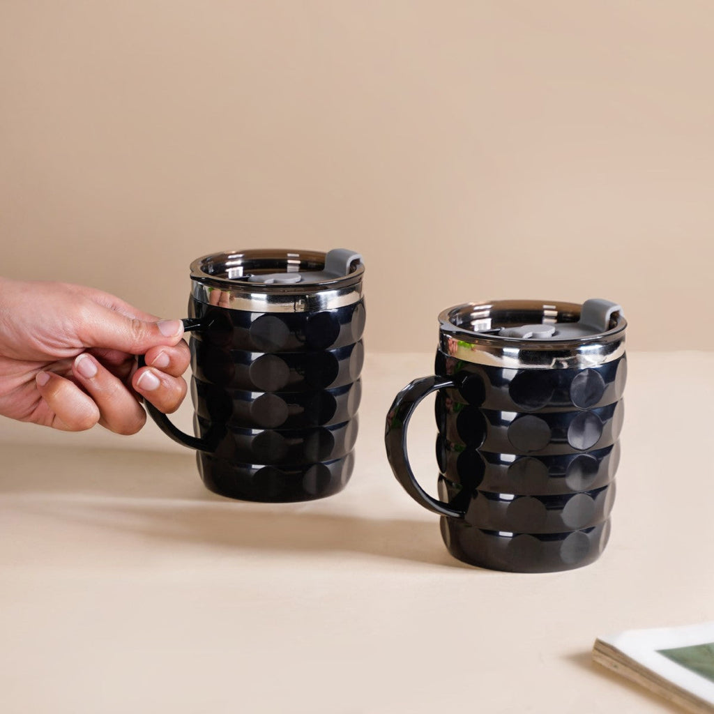 Portable Travel Mug For Couples Set Of 2 Black 400ml