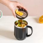 Desk Coffee Mug With Lid Set Of 2 Black 400ml