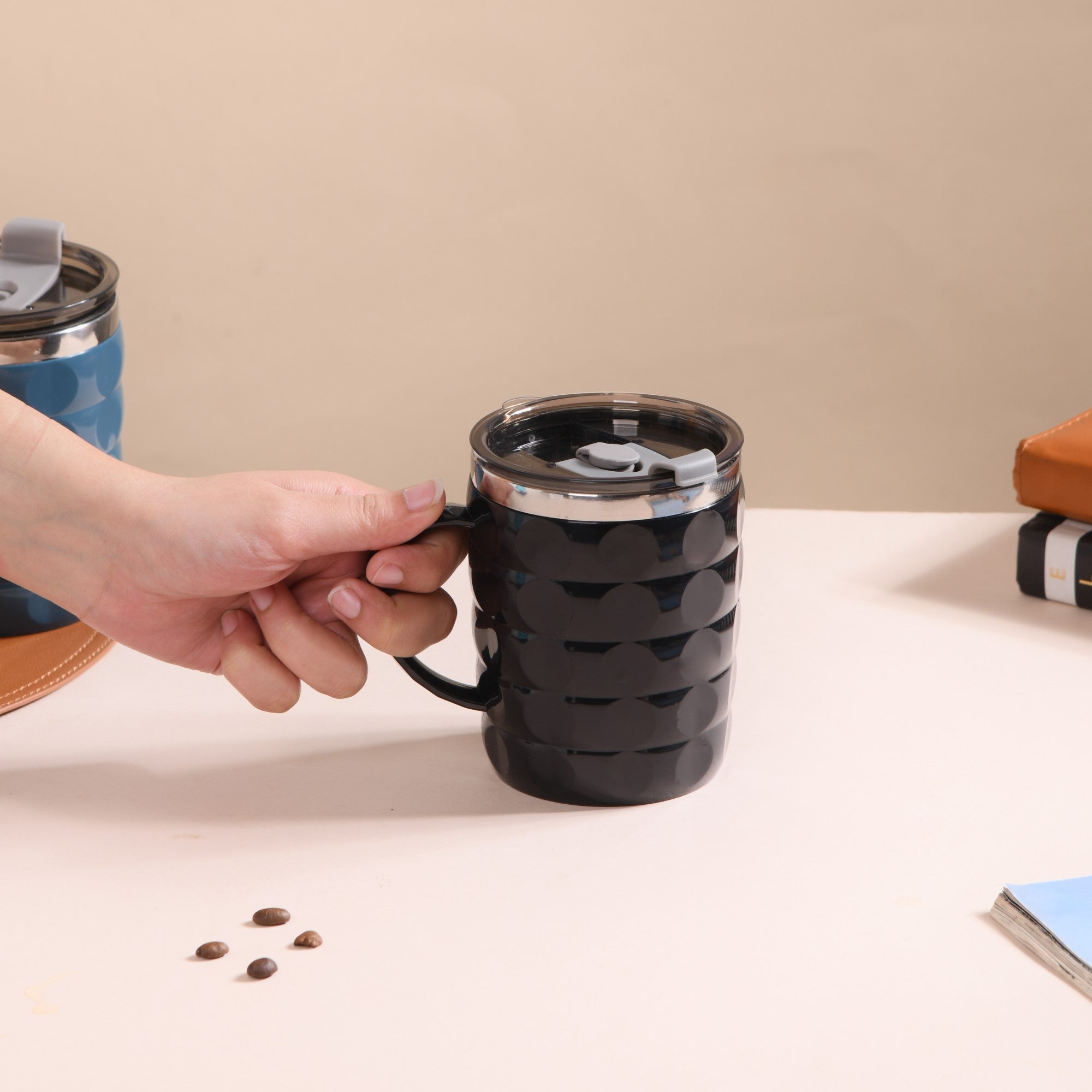 Portable Travel Mug For Couples Set Of 2 Black 400ml