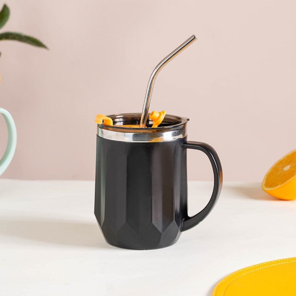 Desk Coffee Mug With Lid Set Of 2 Black 400ml