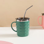 Coffee Mug With Lid Set Of 2 Green 400ml