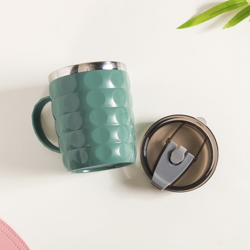 Coffee Mug With Lid Set Of 2 Green 400ml
