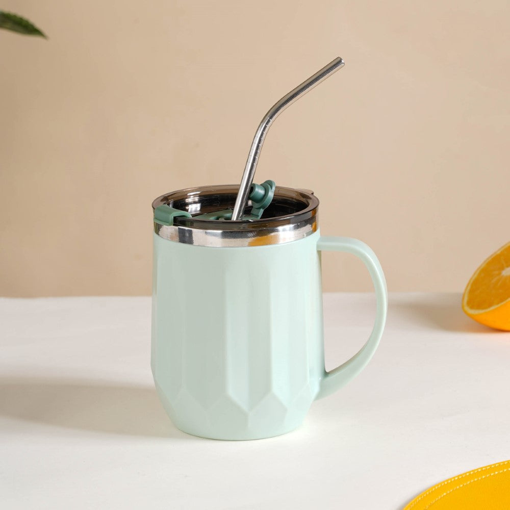 Couples Coffee Mug With Lid Set of 2 Mint Green 400ml