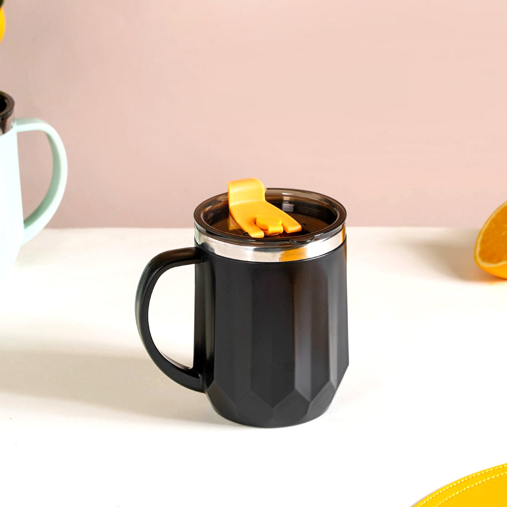 Desk Coffee Mug With Lid Set Of 2 Black 400ml