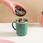 Coffee Mug With Lid Set Of 2 Green 400ml