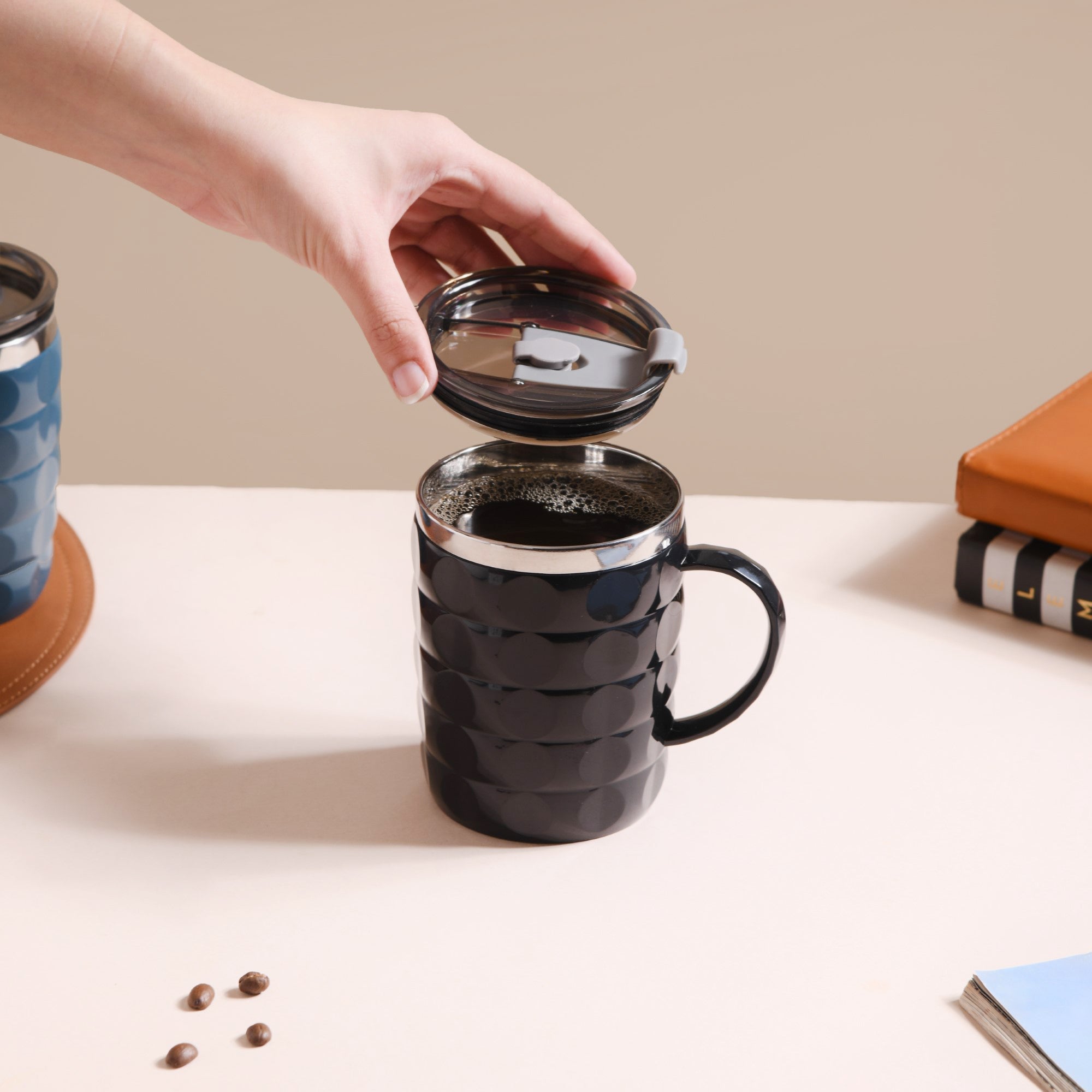 Portable Travel Mug For Couples Set Of 2 Black 400ml