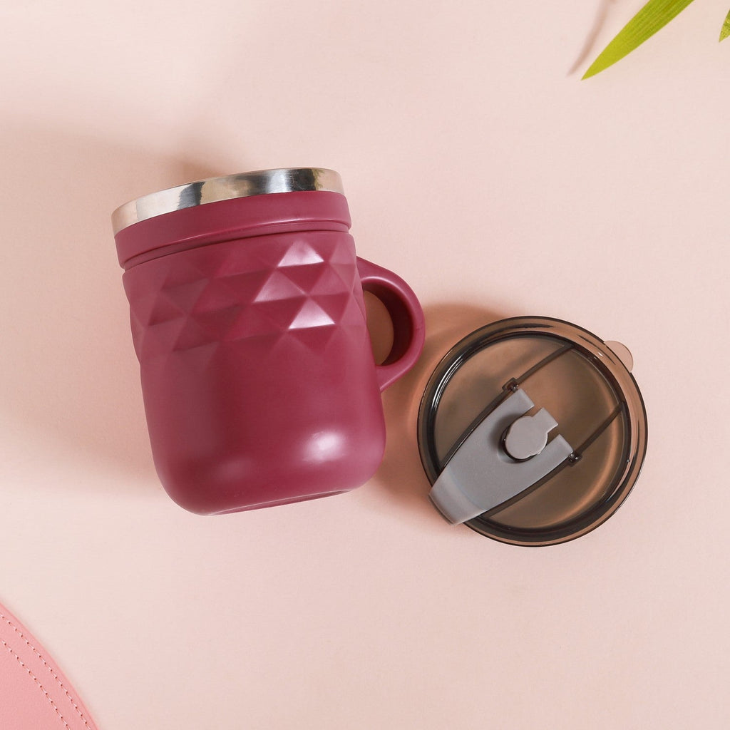 Portable Coffee Mug With Lid Set Of 2 Magenta 400ml