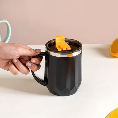 Desk Coffee Mug With Lid Set Of 2 Black 400ml