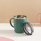 Coffee Mug With Lid Set Of 2 Green 400ml