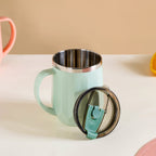 Couples Coffee Mug With Lid Set of 2 Mint Green 400ml