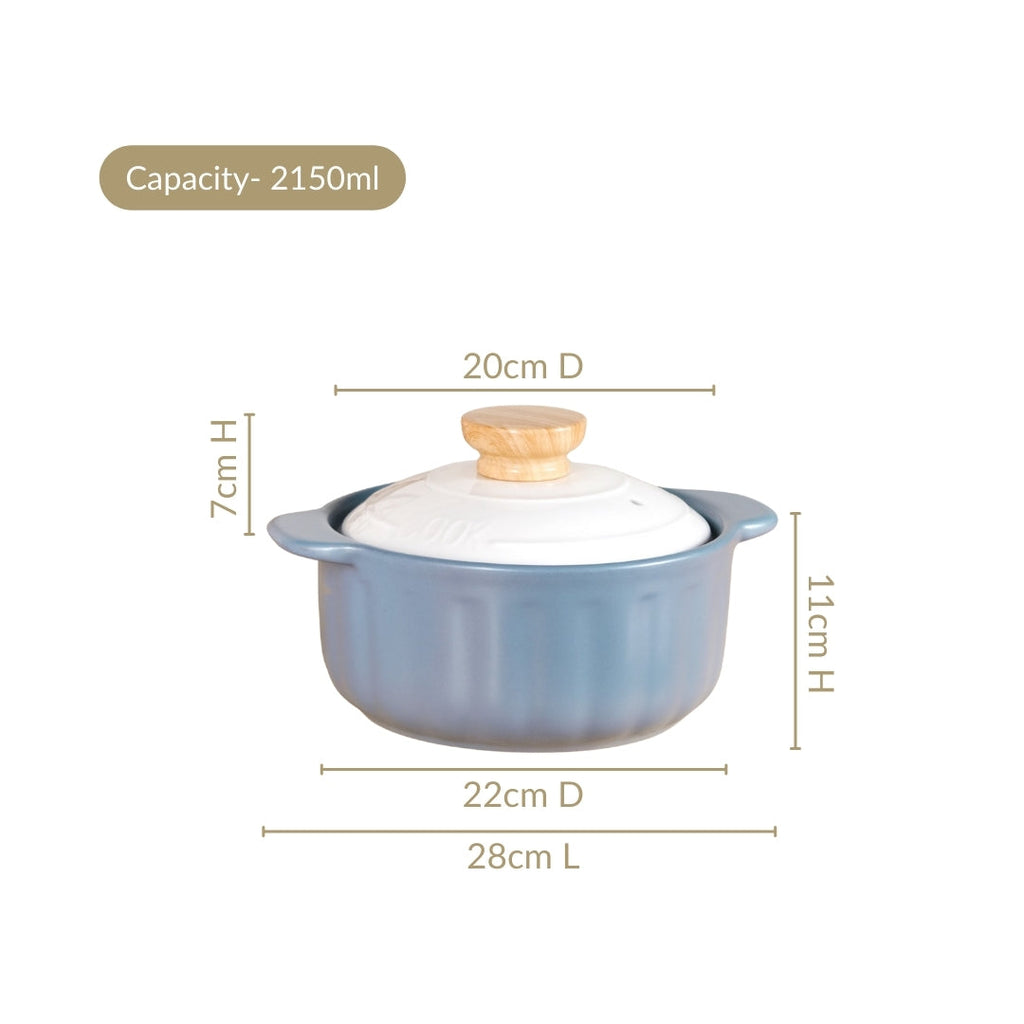 Homebrew Flame Safe Ceramic Stew Pot With Lid Handle 2150ml