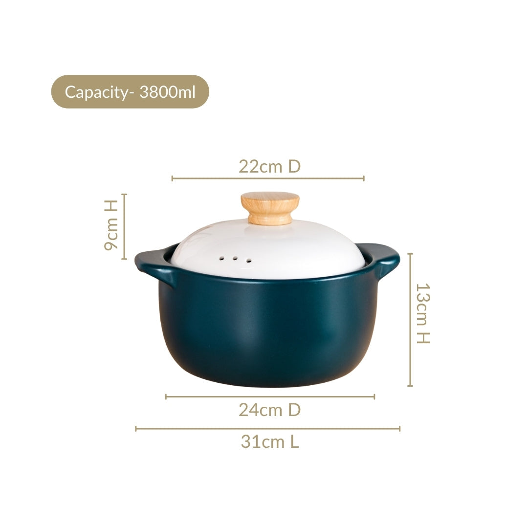 Cera Blue Ceramic Cooking Pot 3800ml
