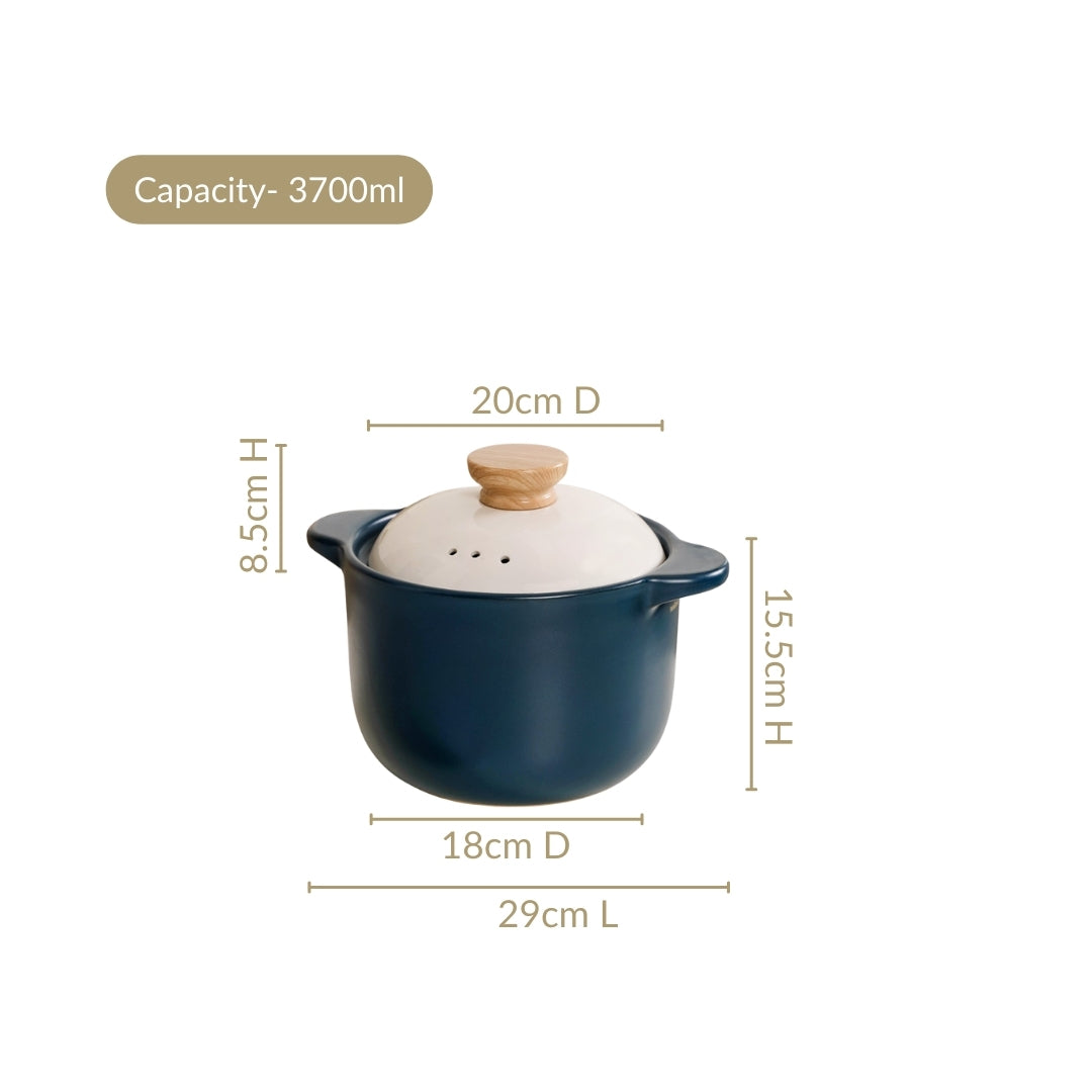Cera Deep Ceramic Stew Pot Teal 3700ml