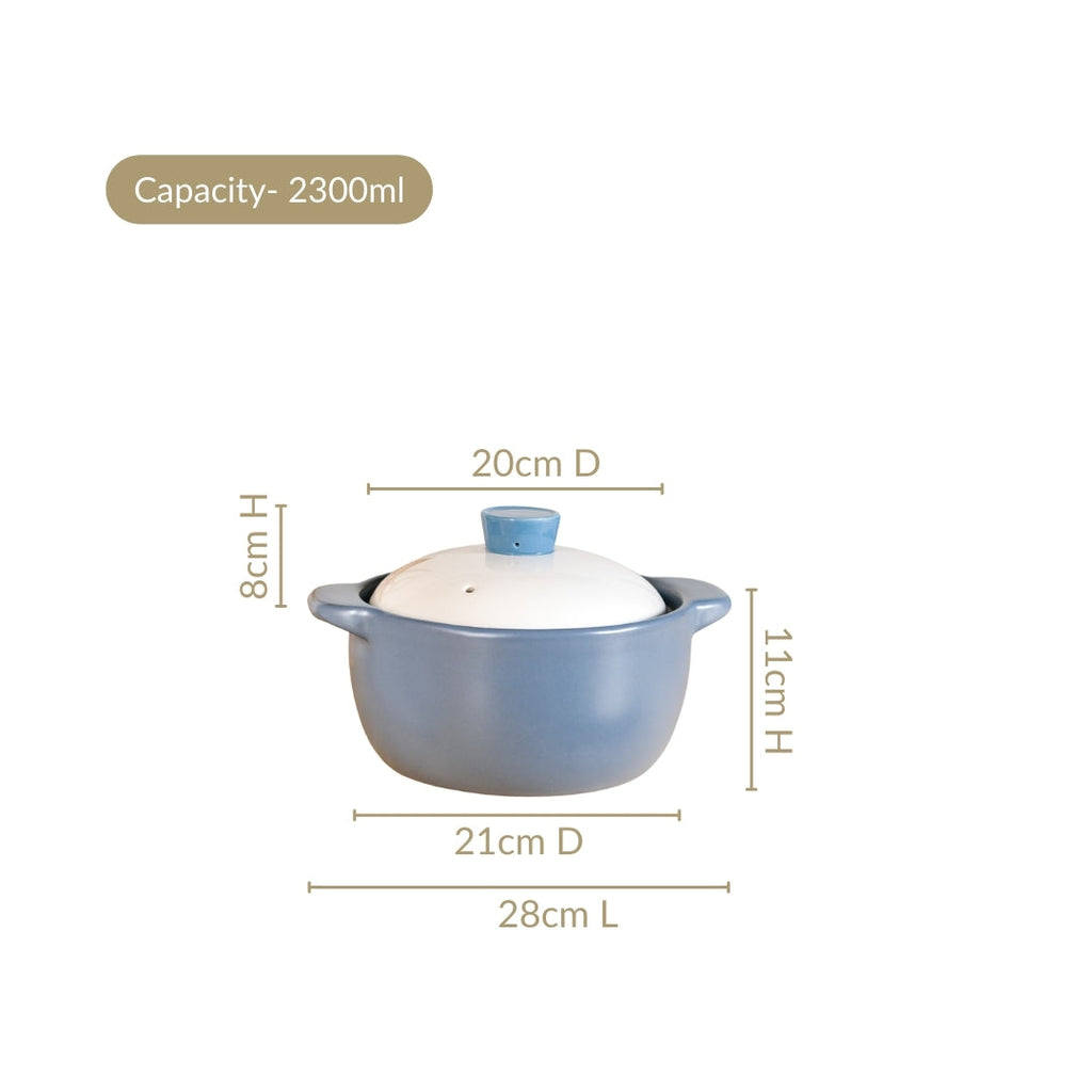 KindlePot Stovetop Ceramic Cookware Blue White 2300ml