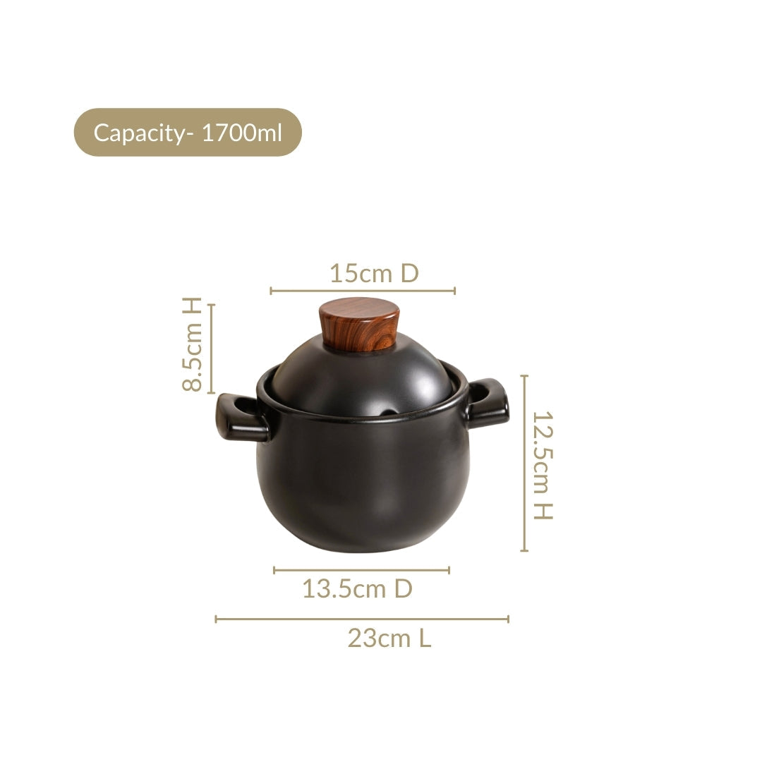 Claymist Chinese Style Ceramic Cooking Pot 1700ml