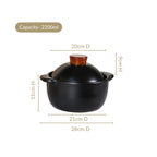 Maison Black Ceramic Clay Pot For Cooking 2200ml