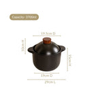 Maison Black Ceramic Cooking Pot With Lid 3700ml