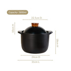 Maison Black Glazed Cooking Pot With Lid 5800ml