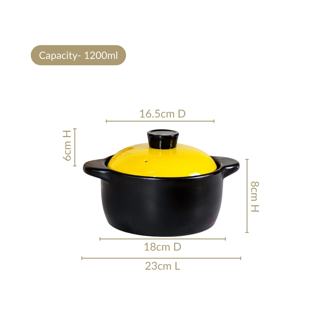 Limonelle Ceramic Cooking Pot With Lid 1200ml