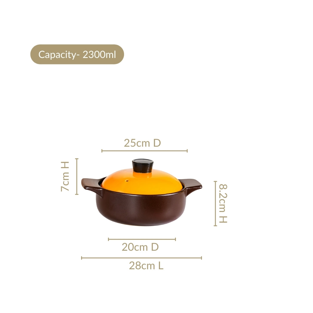 Clementine Ceramic Tureen Cooking Pot With Lid 2300ml