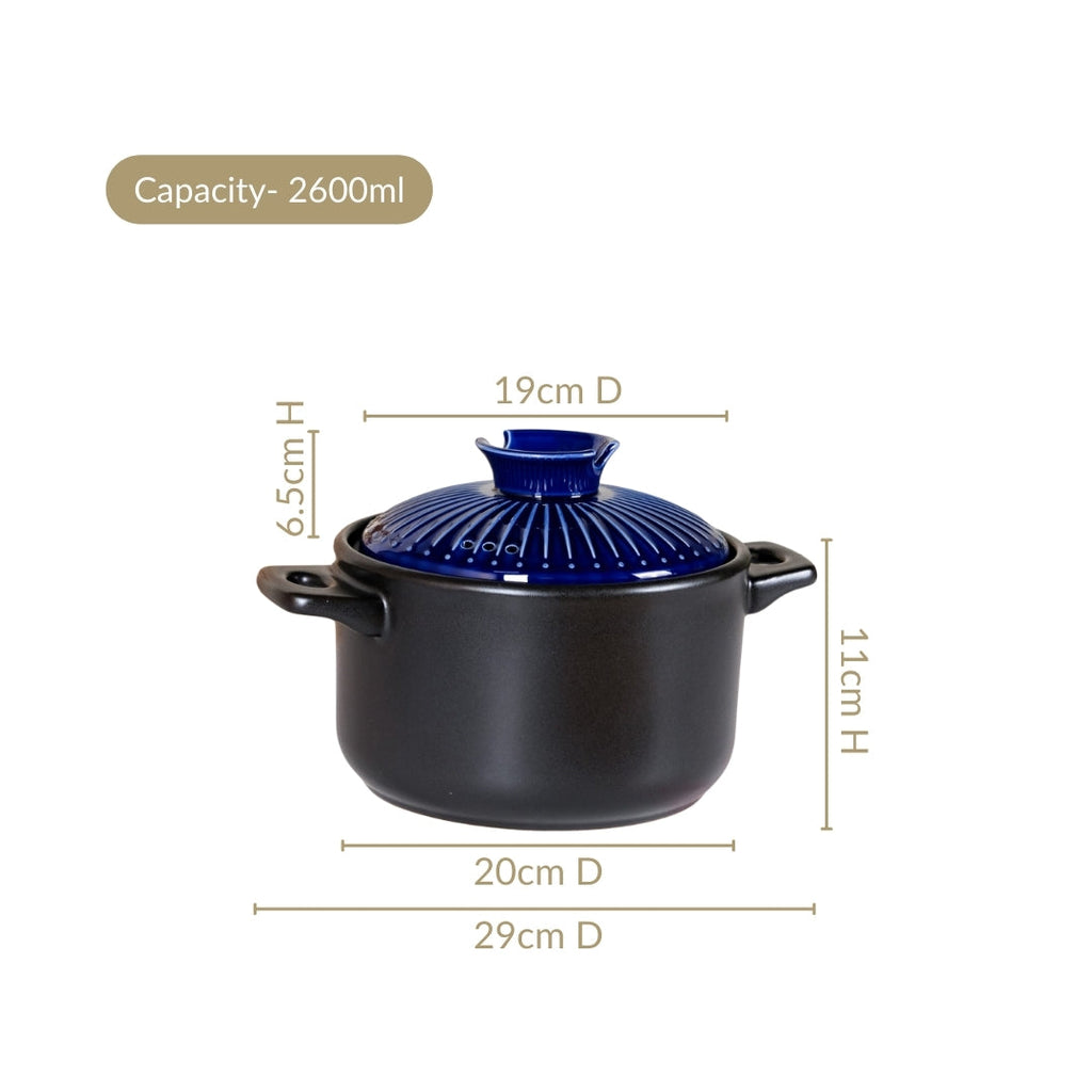 Lumea Ceramic Cooking Pot With Deep Blue Lid 2600ml