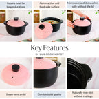 Flamora Ceramic Cooking Pot Pink 3600ml