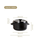 Matte Black Ceramic Cocotte Cooking Pot 4200ml