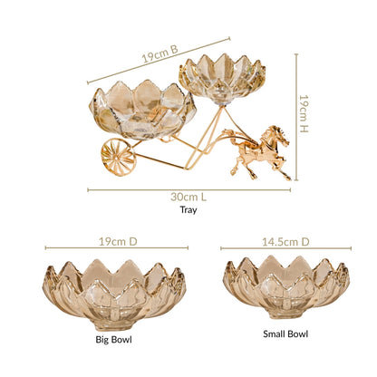Gold Chariot Glass Decorative Bowls