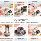 Ceramic Polka Dot Stackable Tea Cup And Saucer Set Of 4 90ml