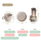 Ceramic Polka Dot Stackable Tea Cup And Saucer Set Of 4 90ml