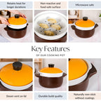 Clementine Japanese Style Ceramic Cooking Pot With Steamer 4100ml