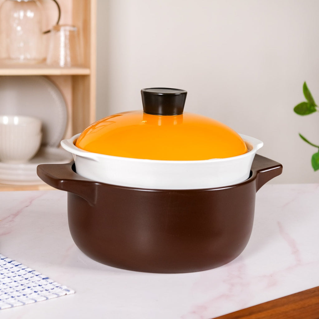 Clementine Japanese Style Ceramic Cooking Pot With Steamer 4100ml