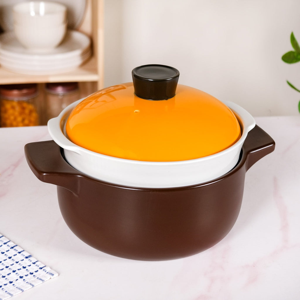 Clementine Japanese Style Ceramic Cooking Pot With Steamer 4100ml