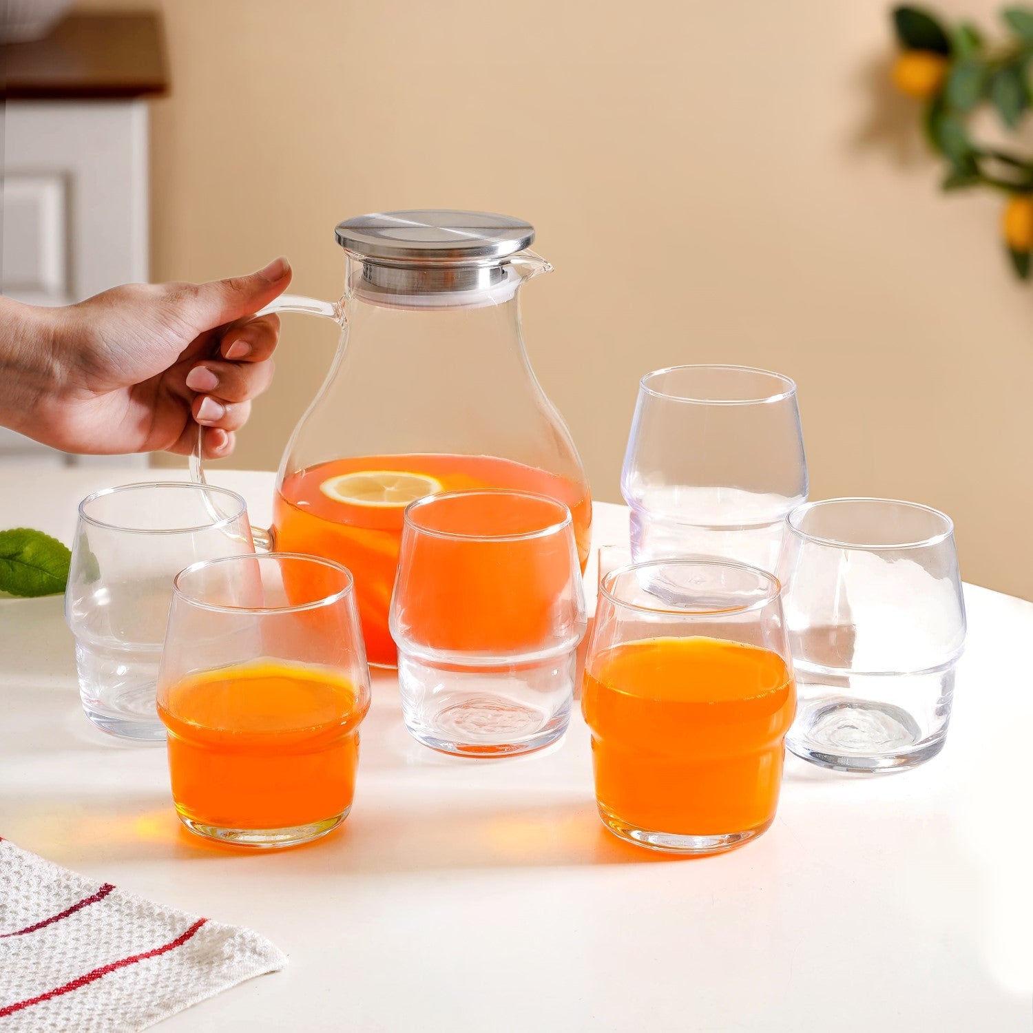 Juice Glass Jug And Tumbler Set Of 7