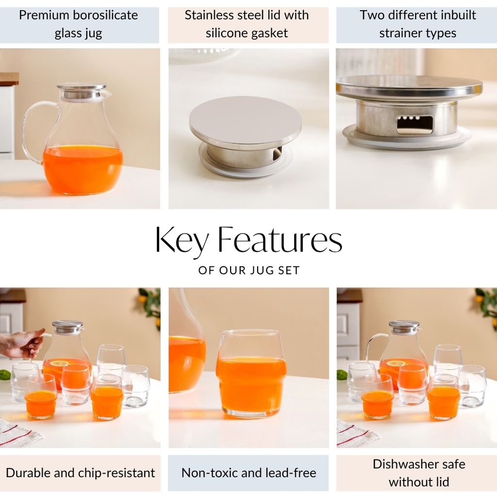 Juice Glass Jug And Tumbler Set Of 7