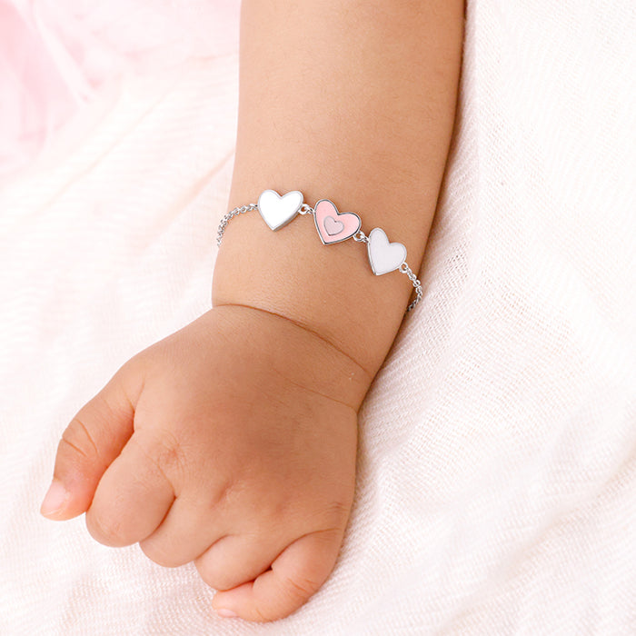 Silver Pookie Hearts Kids Bracelet (0 - 1 Years)