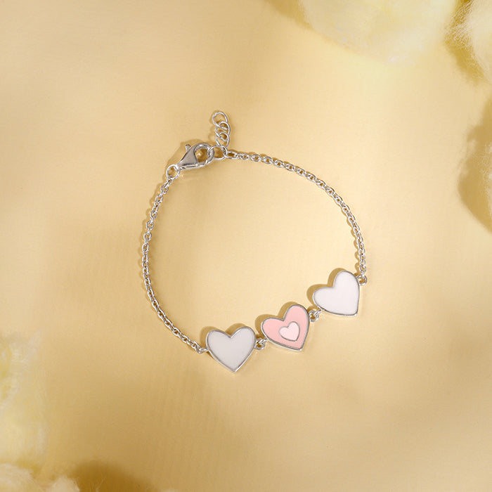 Silver Pookie Hearts Kids Bracelet (0 - 1 Years)