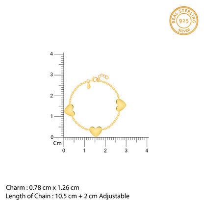 Golden Triple Heartbeat Kids Bracelet (0 - 2 Years)