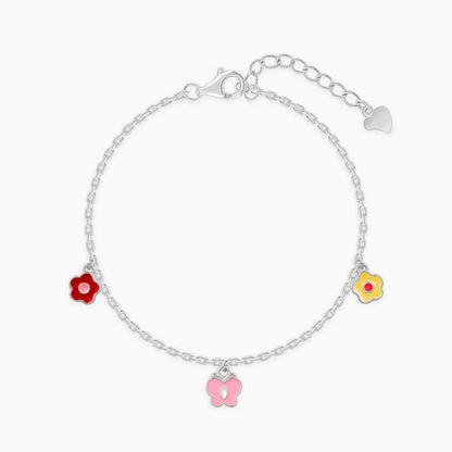 Silver Colourful Floret Kids Bracelet (2 - 8 Years)