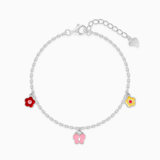 Silver Colourful Floret Kids Bracelet (2 - 8 Years)