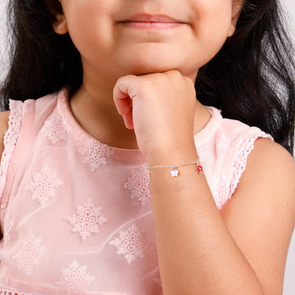 Silver Colourful Floret Kids Bracelet (2 - 8 Years)