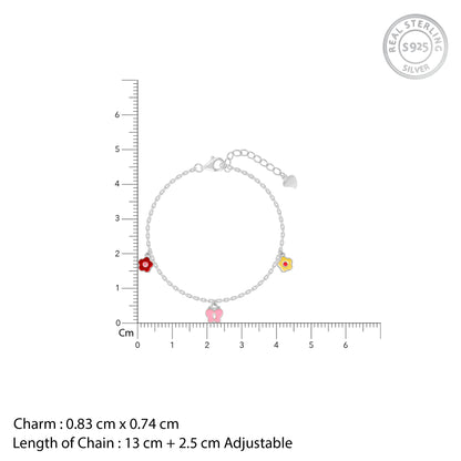 Silver Colourful Floret Kids Bracelet (2 - 8 Years)