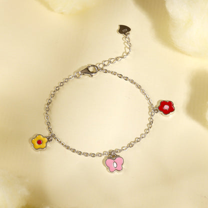 Silver Colourful Floret Kids Bracelet (2 - 8 Years)