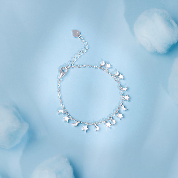 Silver Star Moon Kids Bracelet (2 - 8 Years)