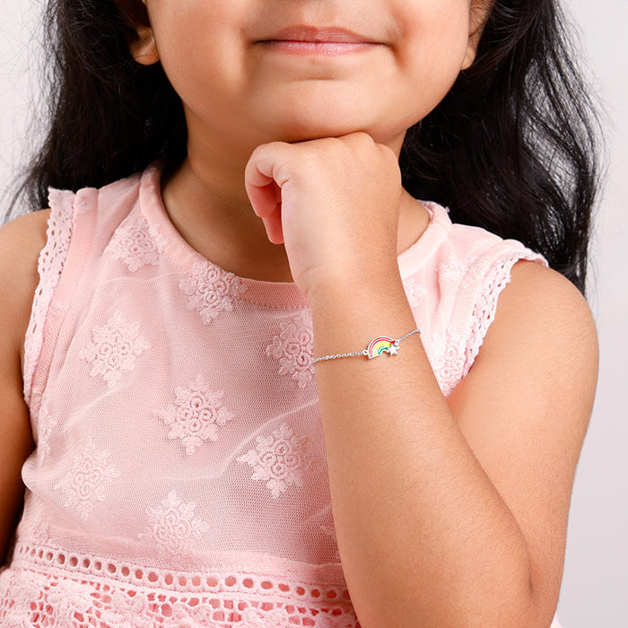 Silver Rainbow Hug Kids Bracelet (2 - 8 years)