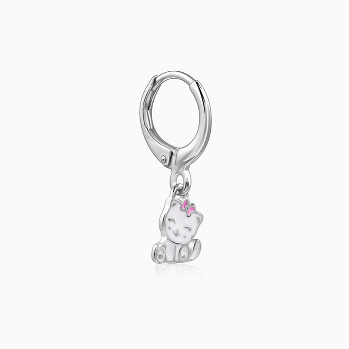 Silver Cute Kitty Kids Earrings