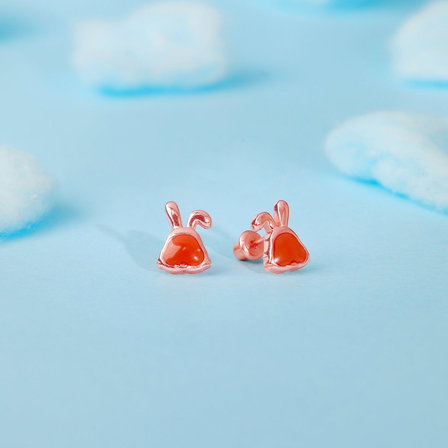 Rose Gold Bunny Kids Stud Earrings